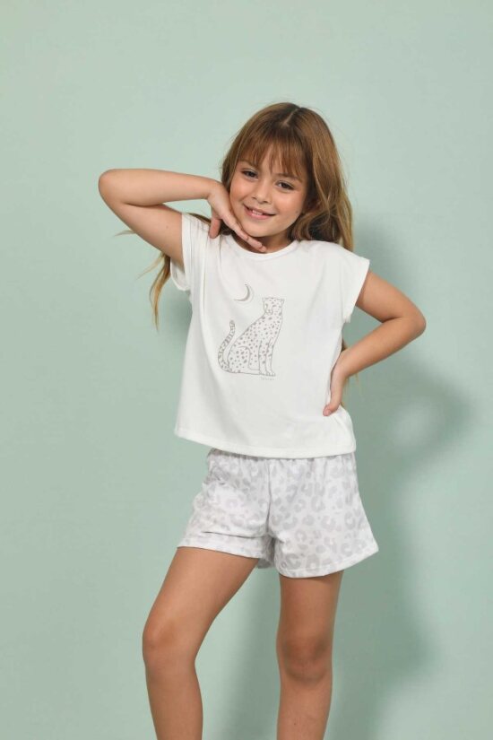TGIP10210 SET SHORT ANIMAL PRINT NIÑA MARFIL