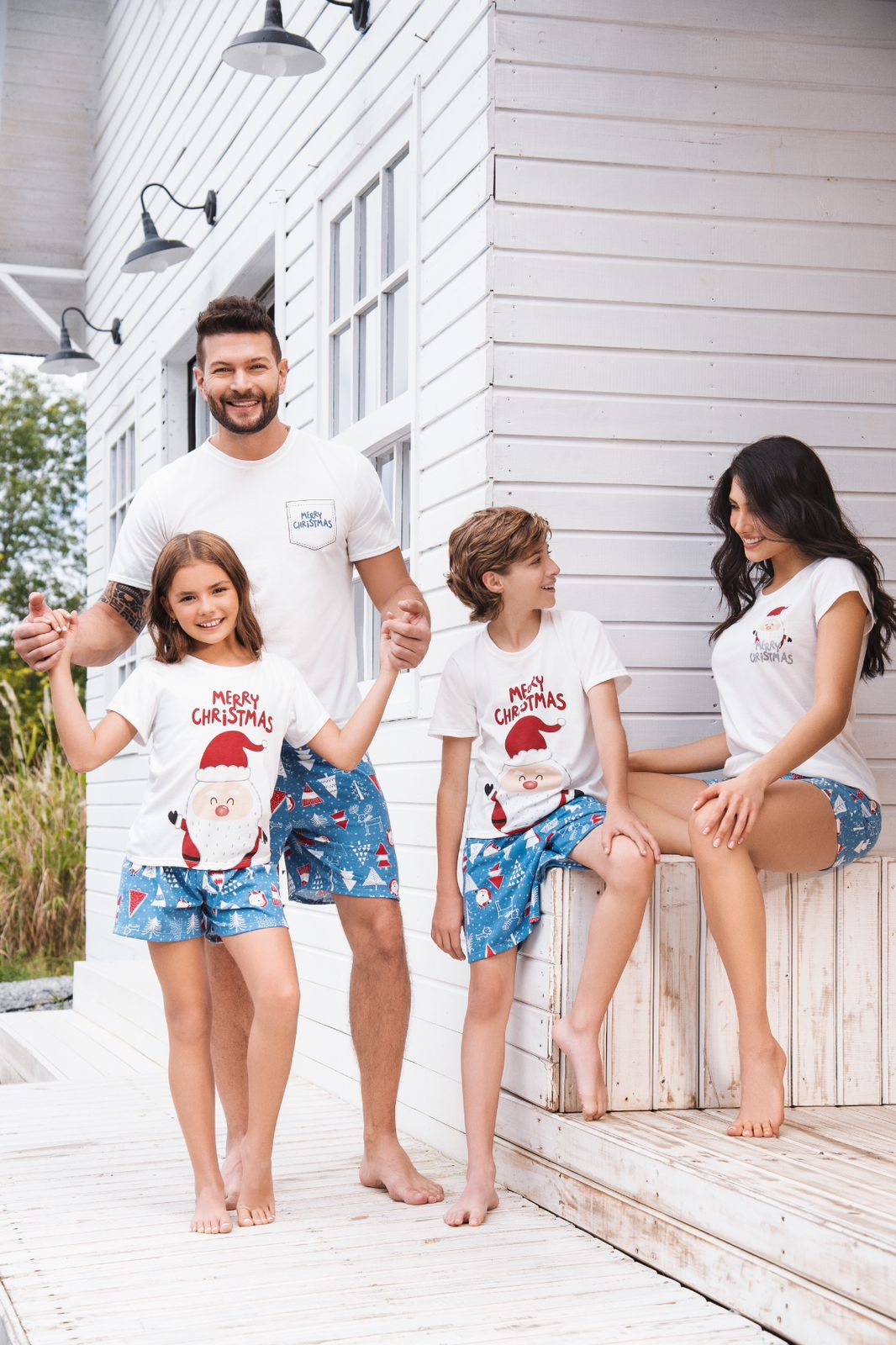 11835 SET NAVIDAD BLANCO SHORT NIÑOS UNISEX