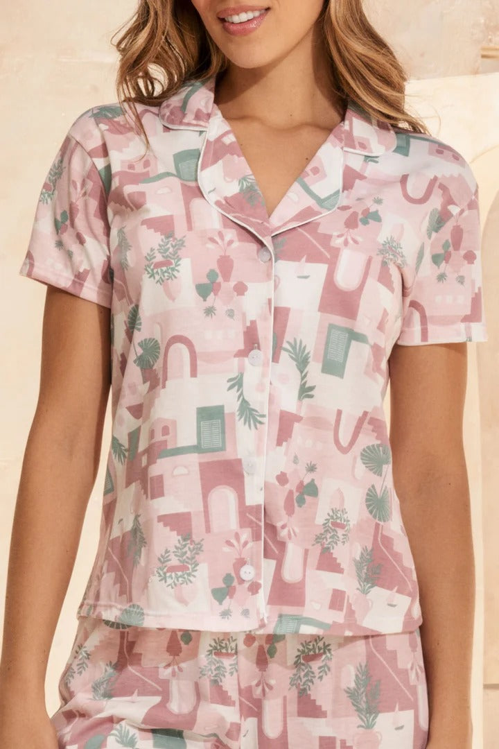 12439 SET PANTALON CAMISA BOTONES FIGURAS PALO ROSA