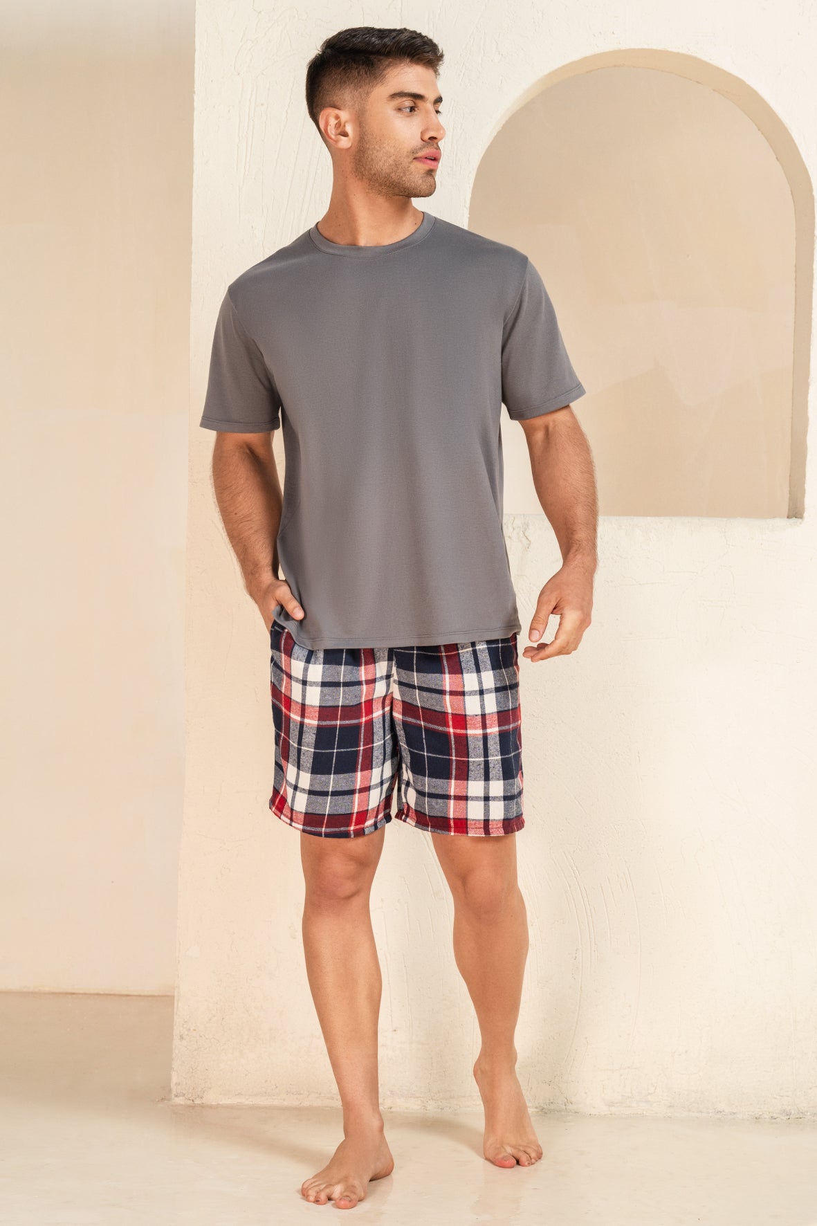 12327 SET HOMBRE CUADRICULADO ROJO