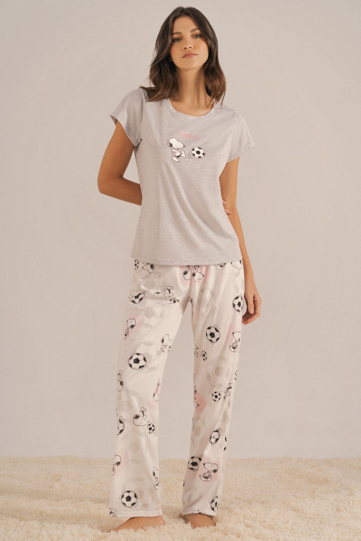 23149 SET PANTALON SNOOPY FOOTBALL PALO ROSA