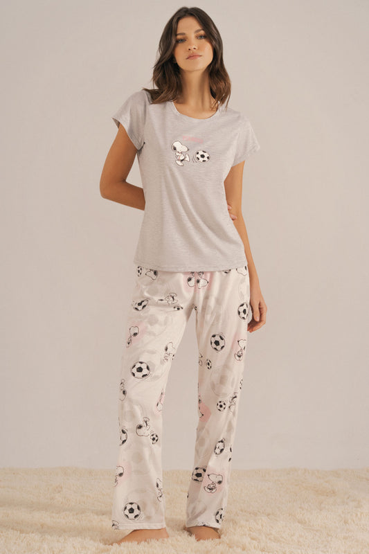 23149 SET PANTALON SNOOPY FOOTBALL PALO ROSA