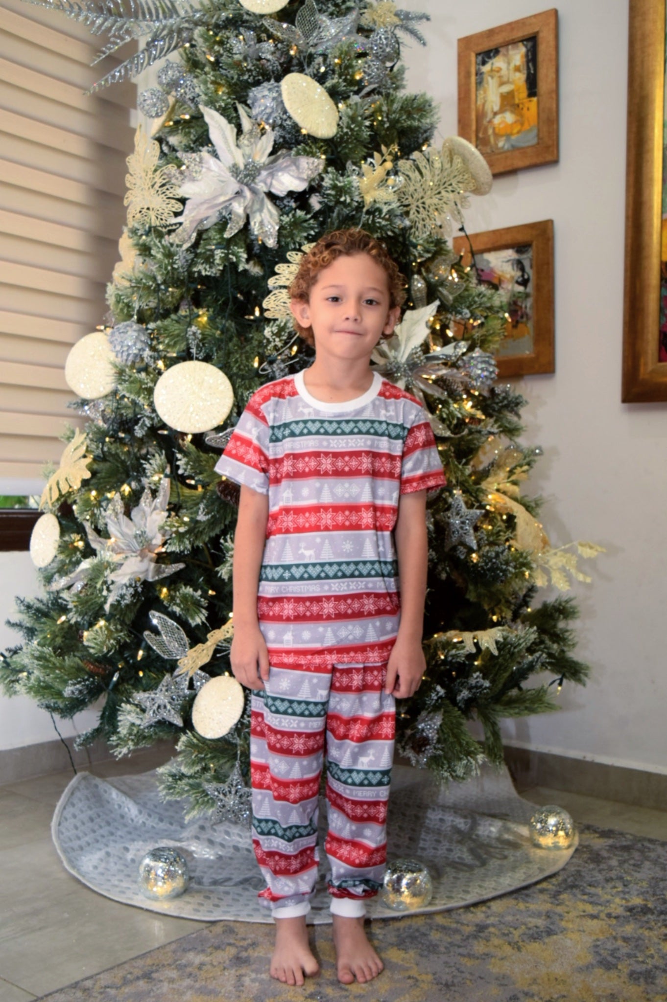 12549 PIJAMA NAVIDEÑA FRANJAS  NIÑOS MULTICOLOR