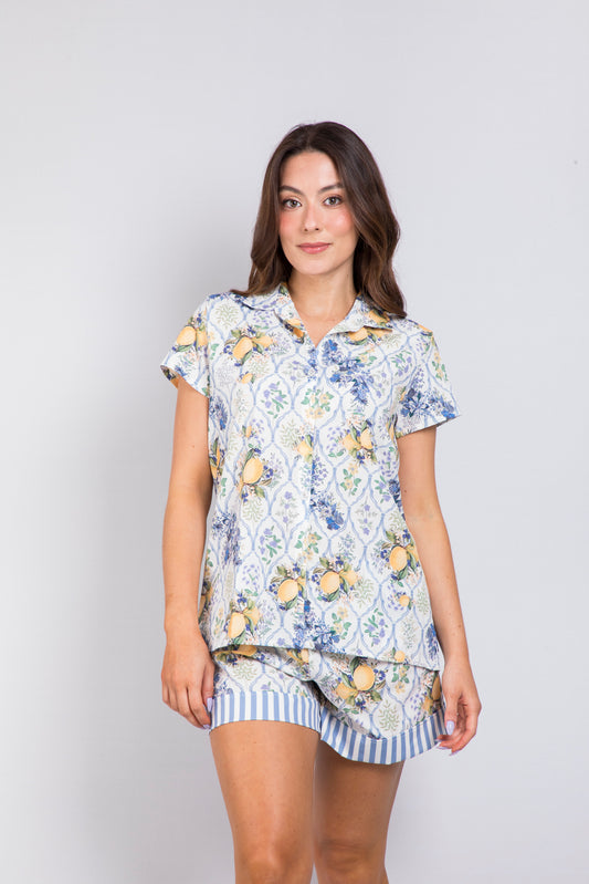 TWRP10539 SET SHORT BOTONES LIMONES ETERNAL AZUL