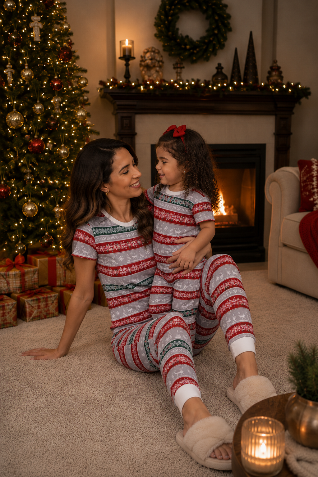 12547 PIJAMA NAVIDEÑA FRANJAS MUJER MULTICOLOR