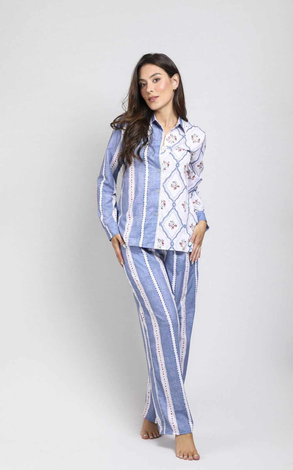 TWRP30403 SET PANTALON RURAL BOTONES AZUL