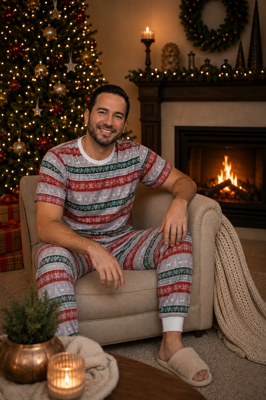 12548 PIJAMA NAVIDEÑA FRANJAS HOMBRE MULTICOLOR