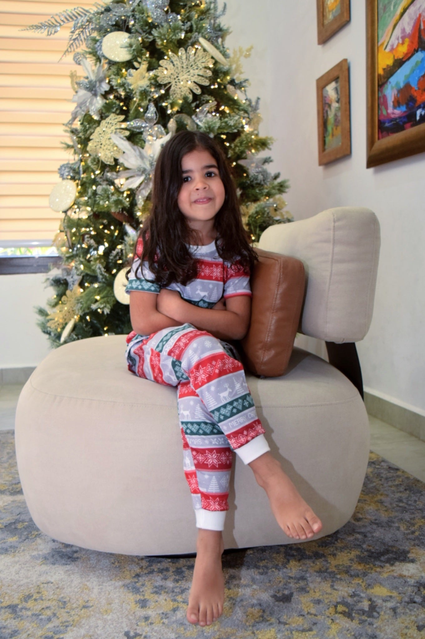 12549 PIJAMA NAVIDEÑA FRANJAS  NIÑOS MULTICOLOR