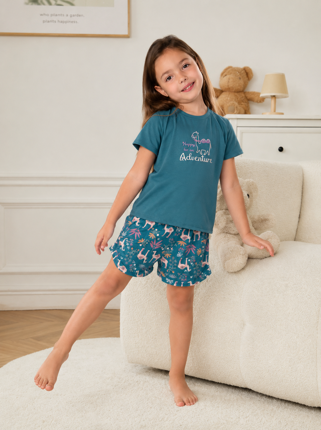 TGIP10037 PIJAMA SHORT NIÑA CAMELLOS AZUL