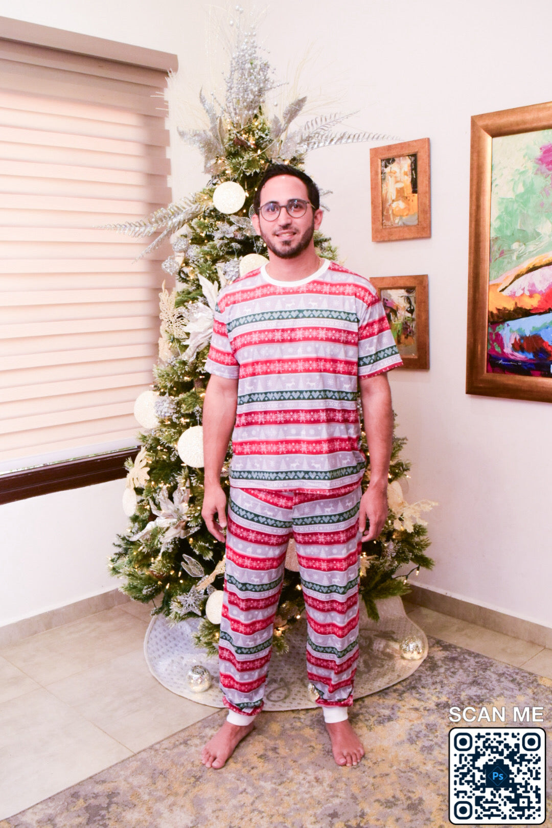 12548 PIJAMA NAVIDEÑA FRANJAS HOMBRE MULTICOLOR