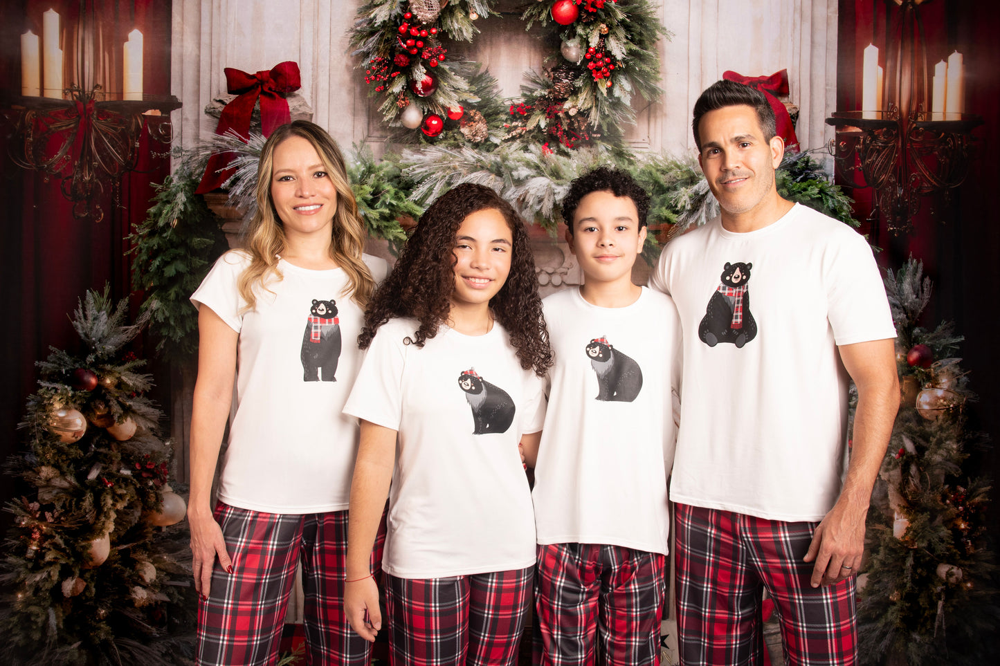 12119 SET NAVIDEÑO  ROJO CUADRICULADO  PANTALON NIÑOS