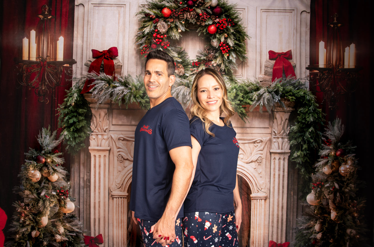 12120 SET NAVIDEÑO AZUL PANTALON  MUJER