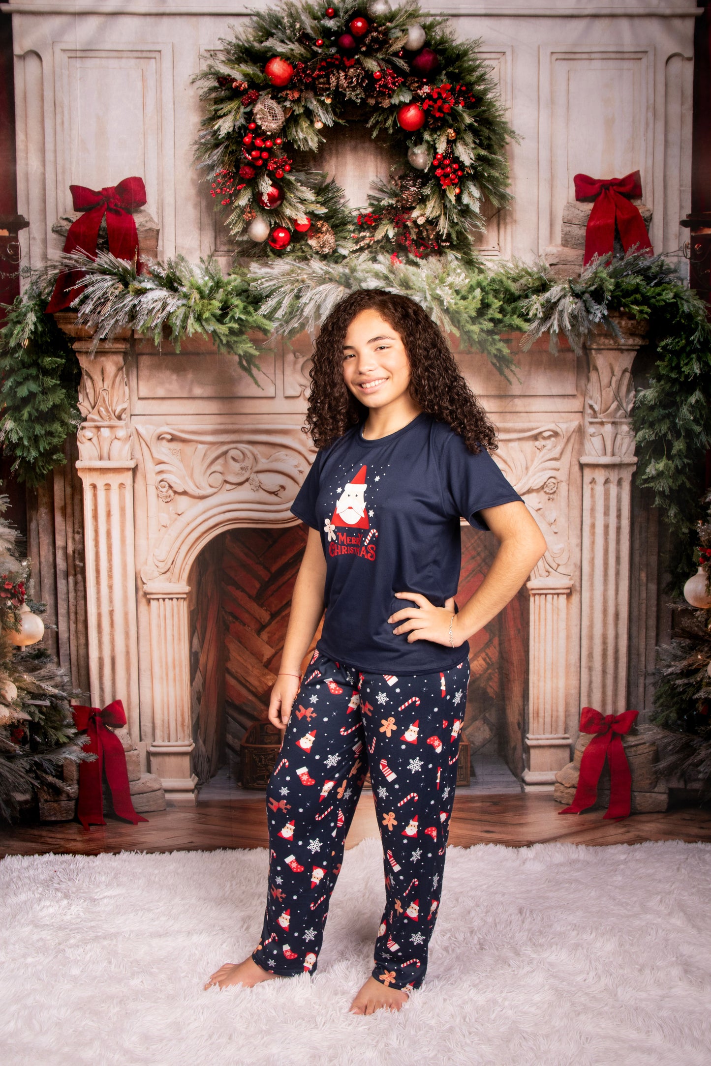 12122 SET NAVIDEÑO AZUL PANTALON NIÑOS
