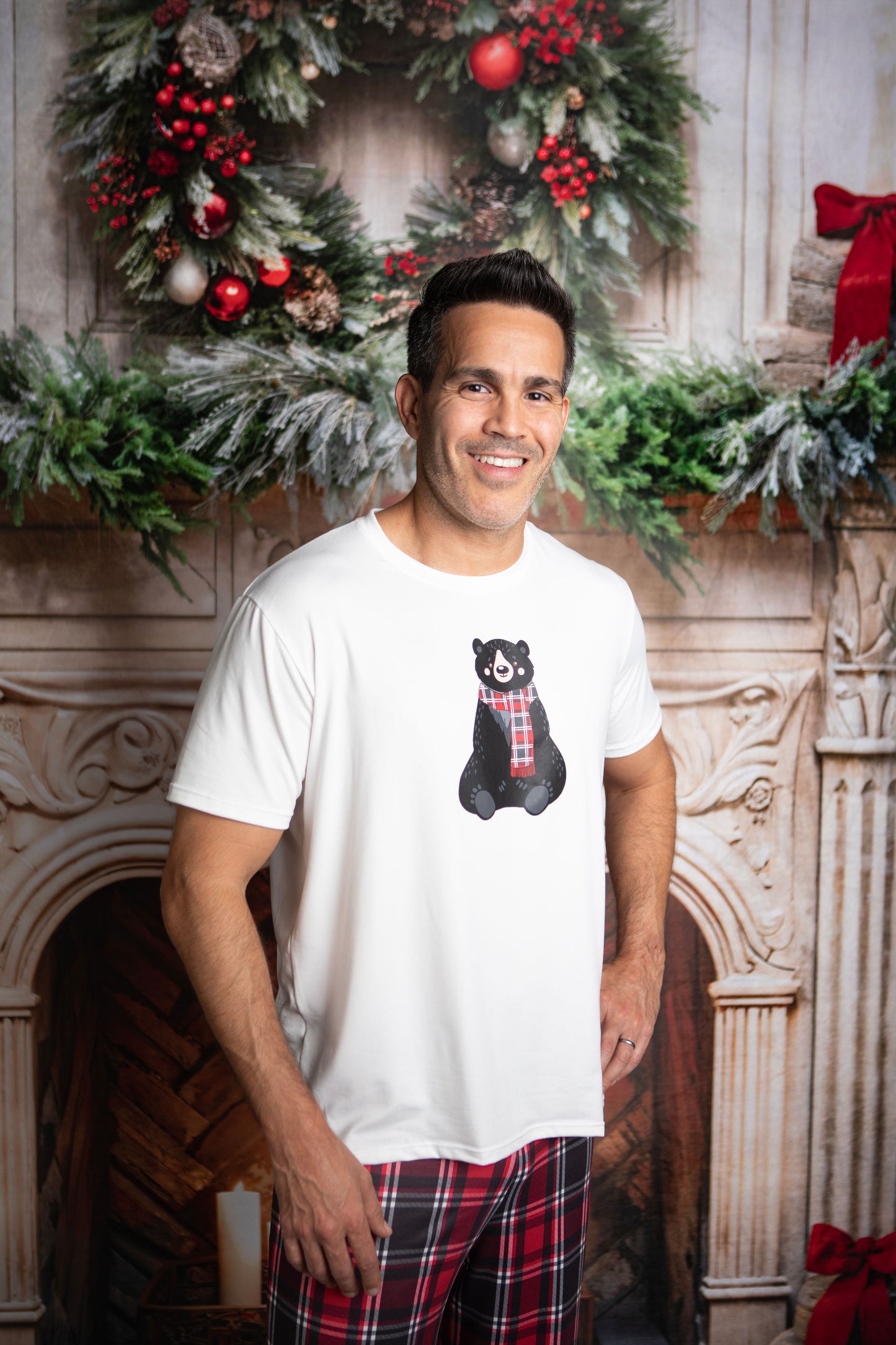 12118 SET NAVIDEÑO  ROJO CUADRICULADO PANTALON HOMBRE