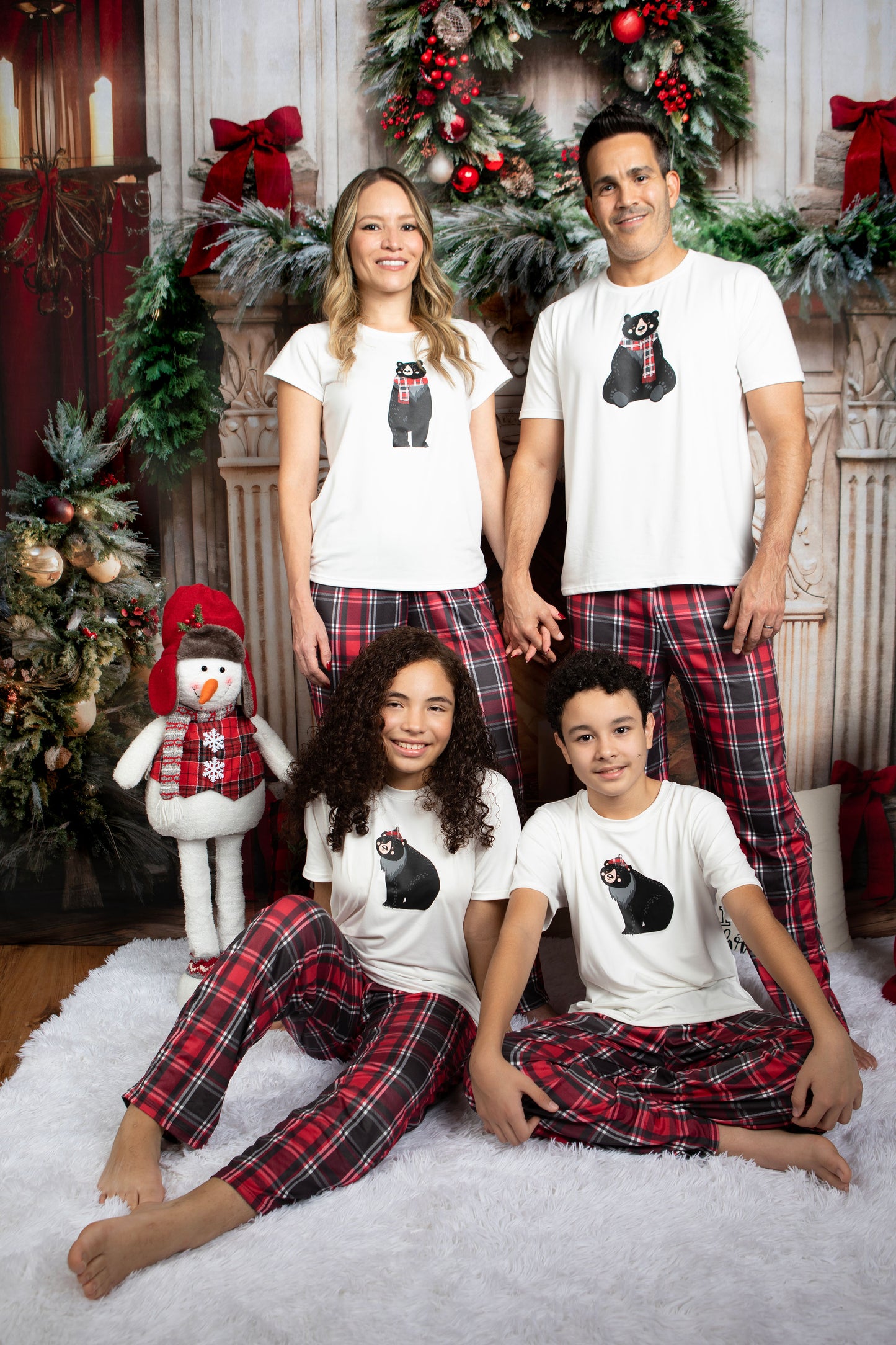 12117 SET NAVIDEÑO ROJO CUADRICULADO PANTALON MUJER