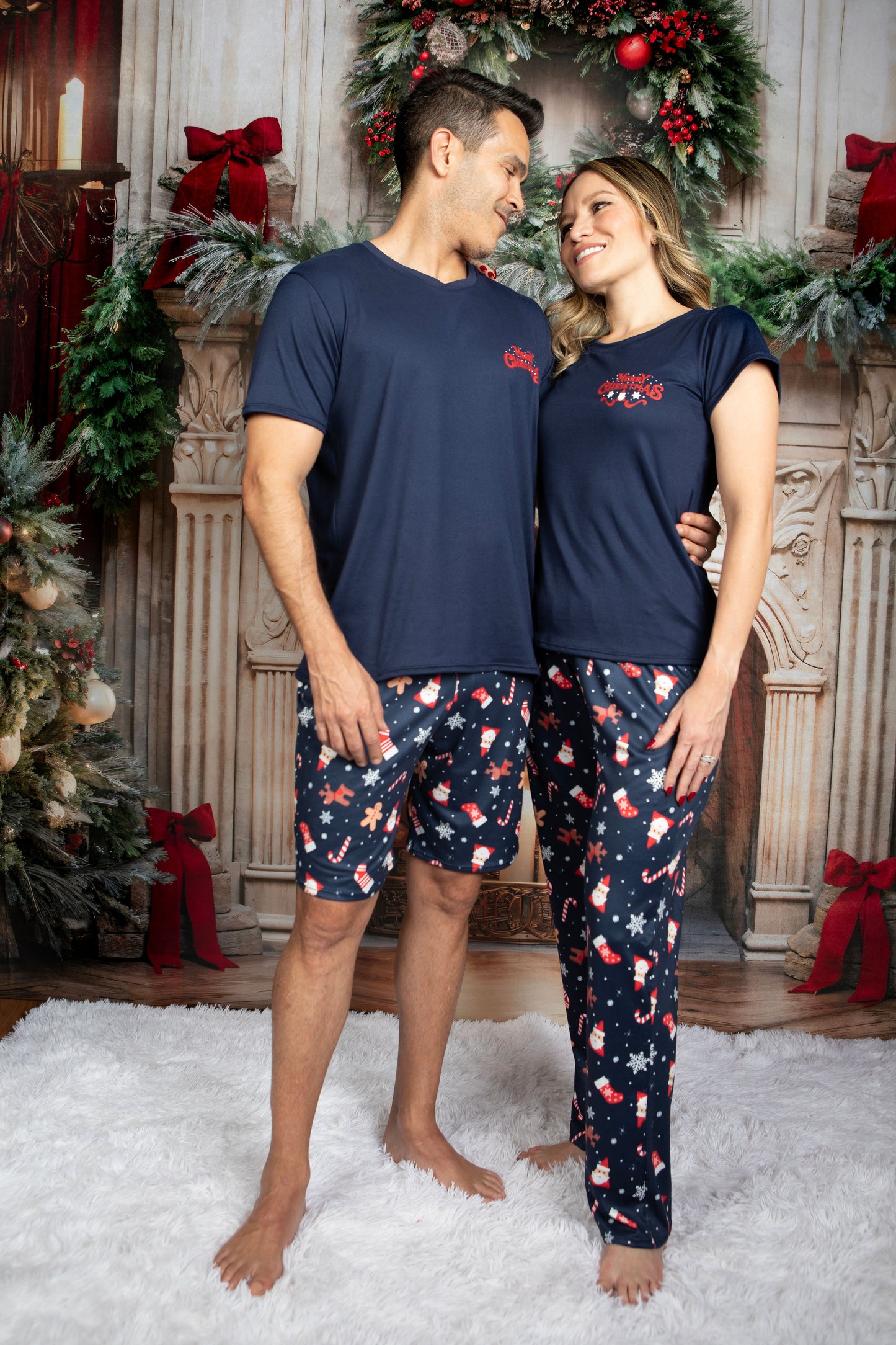 12121 SET SHORT NAVIDEÑO AZUL HOMBRE