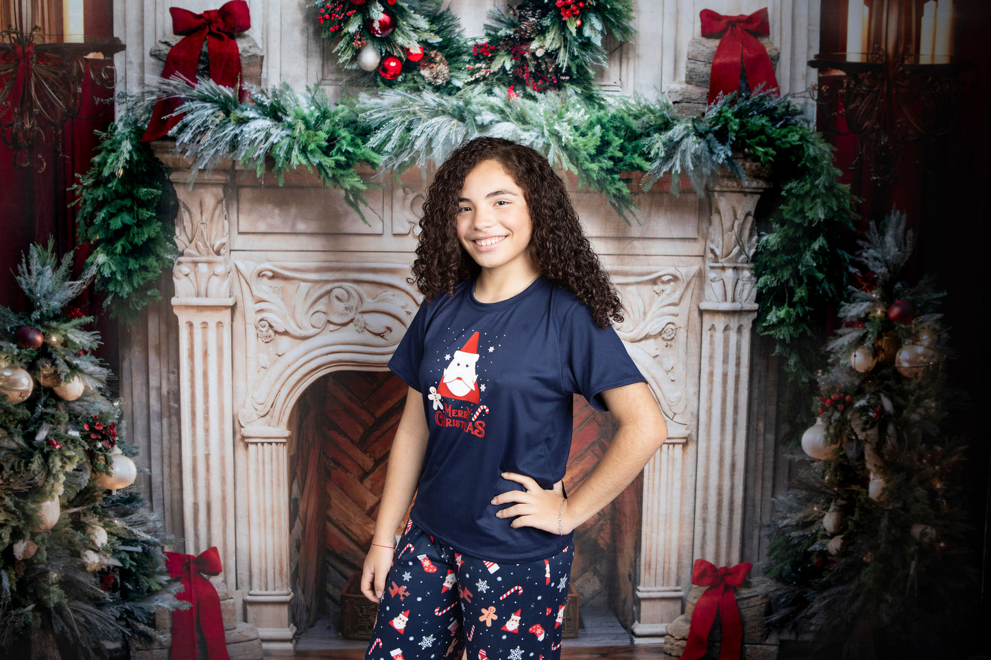 12122 SET NAVIDEÑO AZUL PANTALON NIÑOS