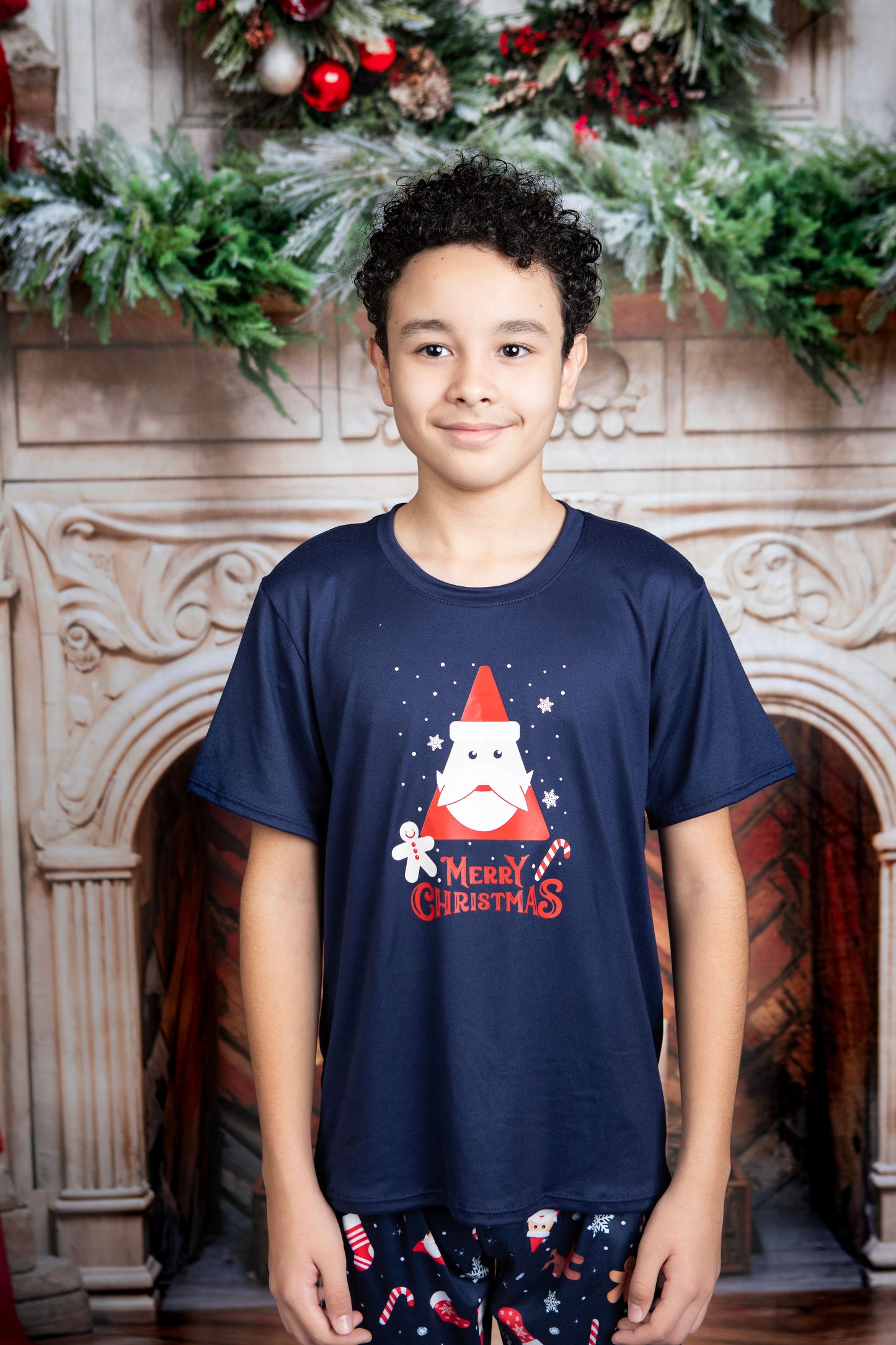 12122 SET NAVIDEÑO AZUL PANTALON NIÑOS