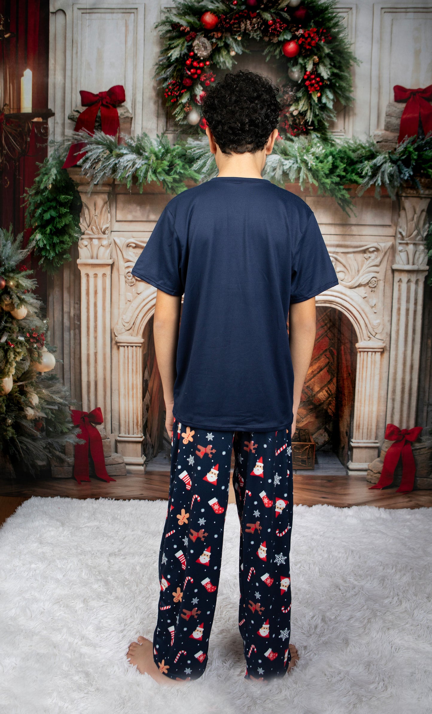 12122 SET NAVIDEÑO AZUL PANTALON NIÑOS