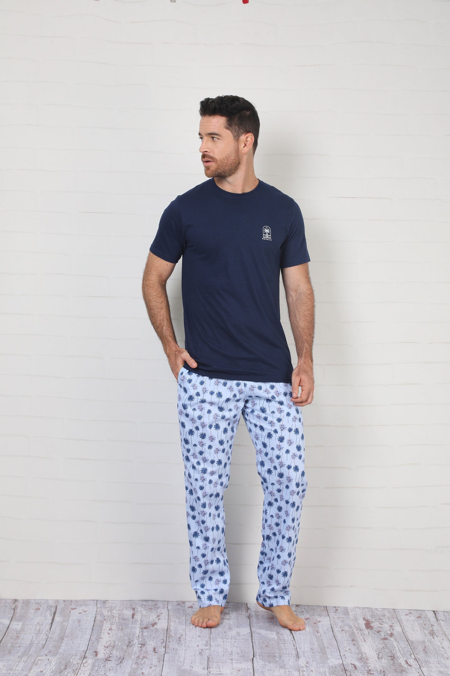 NMRP30002 SET HOMBRE PALMERAS AZUL