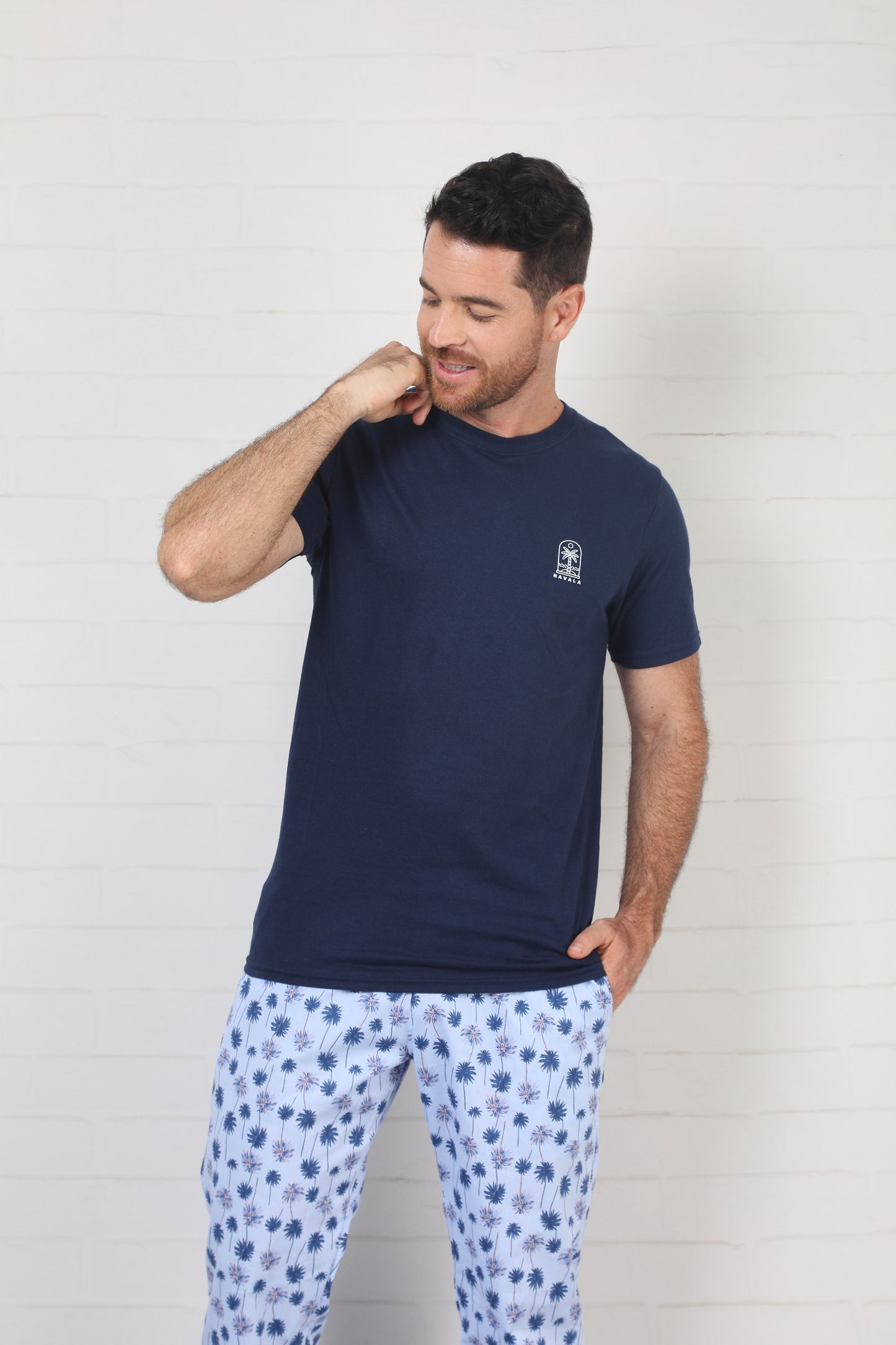 NMRP30002 SET HOMBRE PALMERAS AZUL