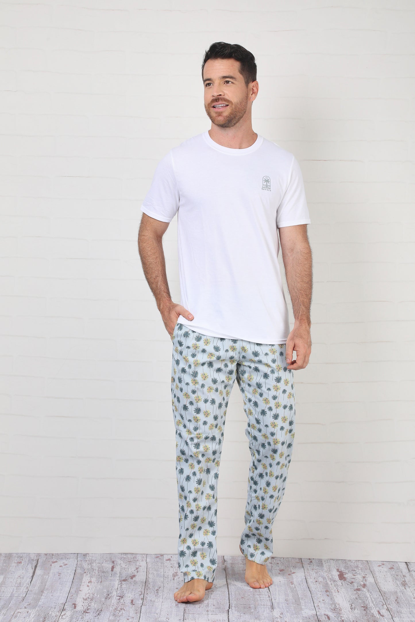 NMRP30002 SET HOMBRE PALMERAS BLANCO/AQUA