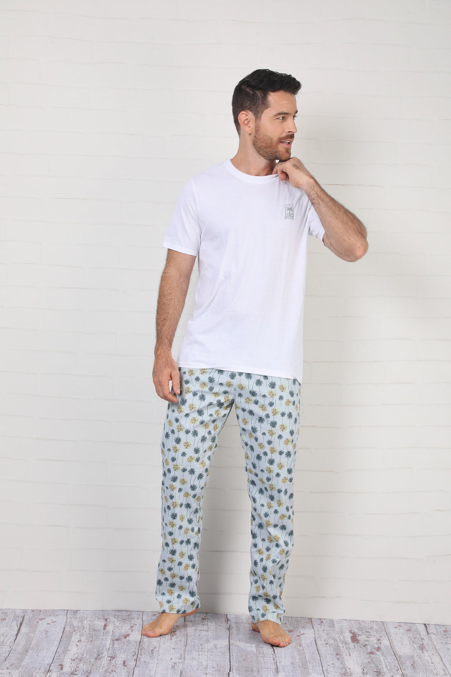 NMRP30002 SET HOMBRE PALMERAS BLANCO/AQUA