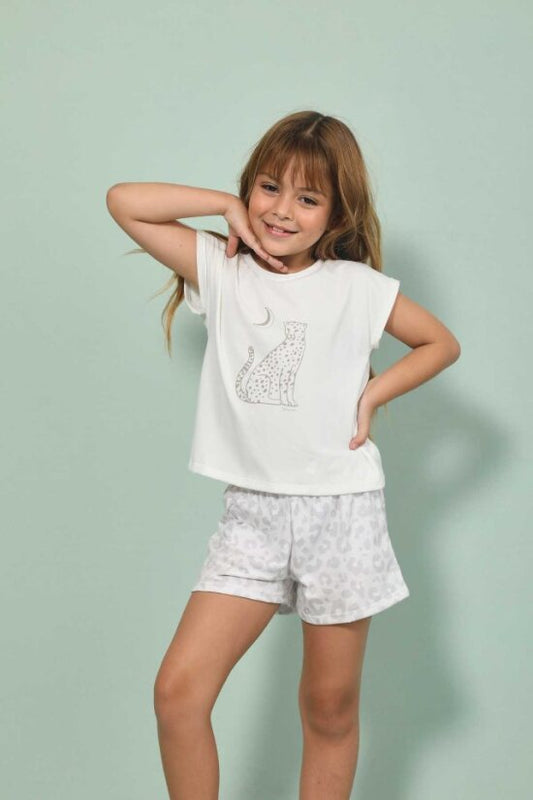 TGIP10210 SET SHORT ANIMAL PRINT NIÑA MARFIL