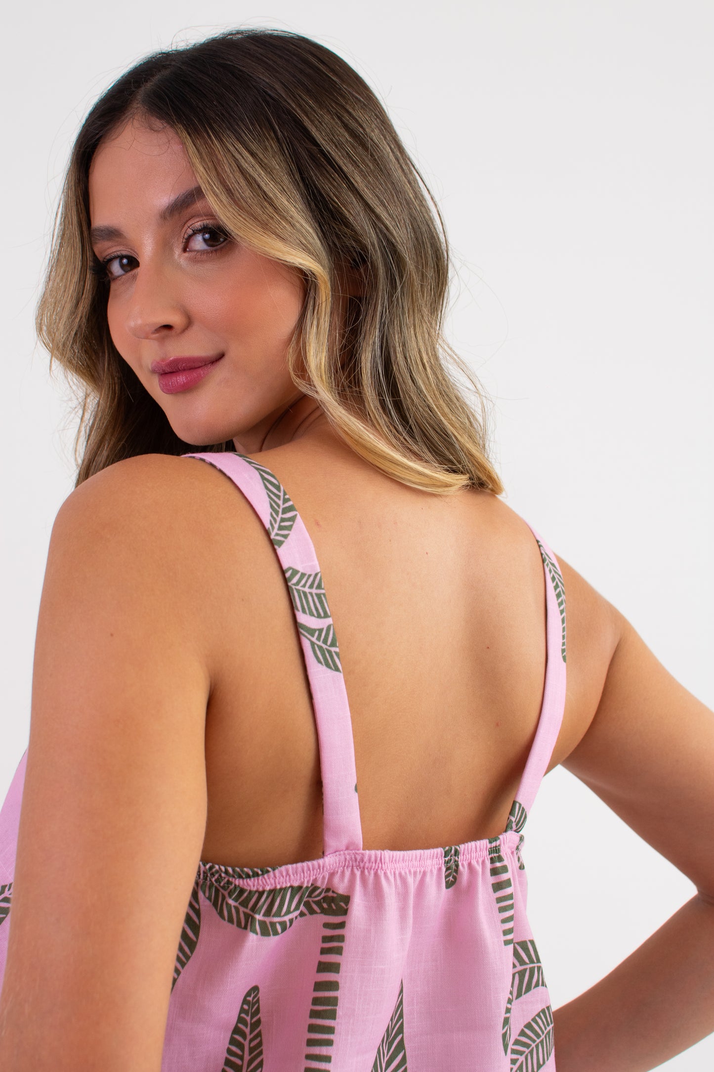 TWRP30356 SET PANTALON EFECTO LINO ROSA