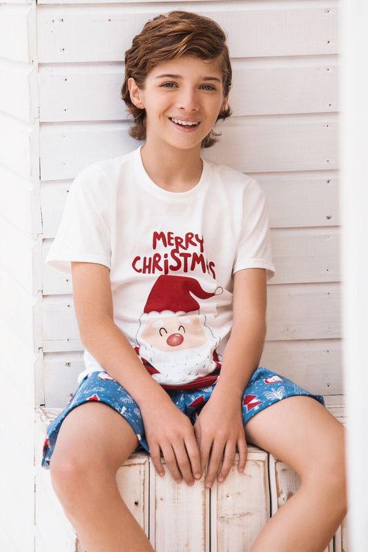 11835 SET NAVIDAD BLANCO SHORT NIÑOS UNISEX