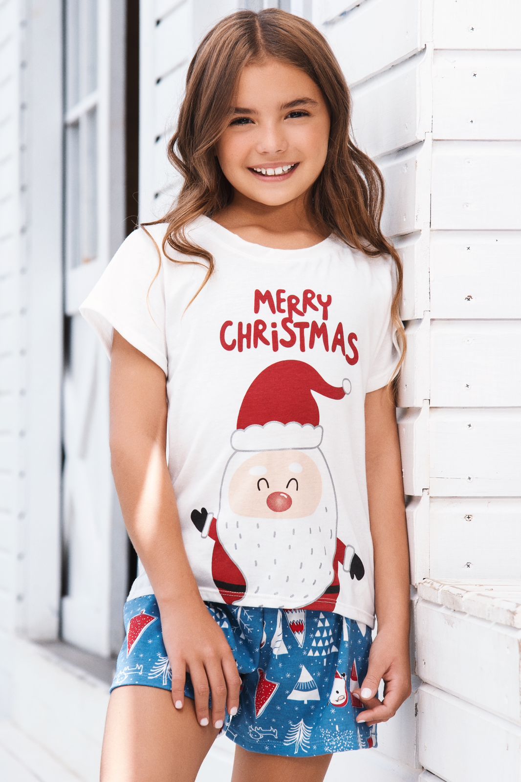 11835 SET NAVIDAD BLANCO SHORT NIÑOS UNISEX