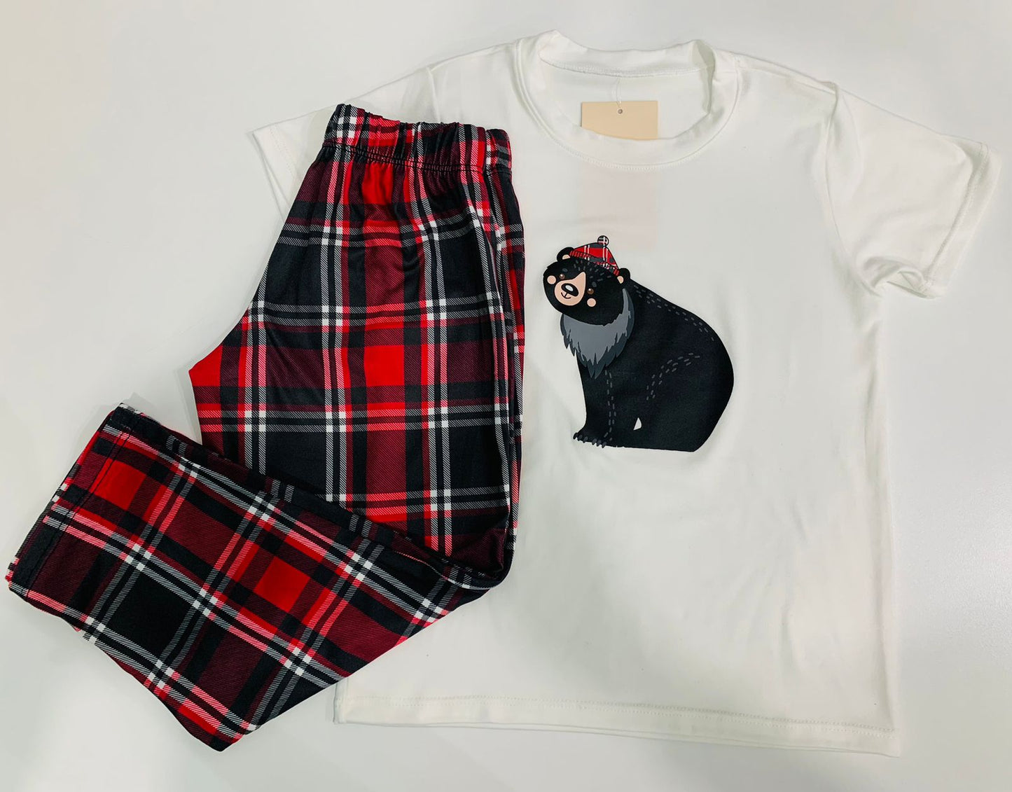 12119 SET NAVIDEÑO  ROJO CUADRICULADO  PANTALON NIÑOS