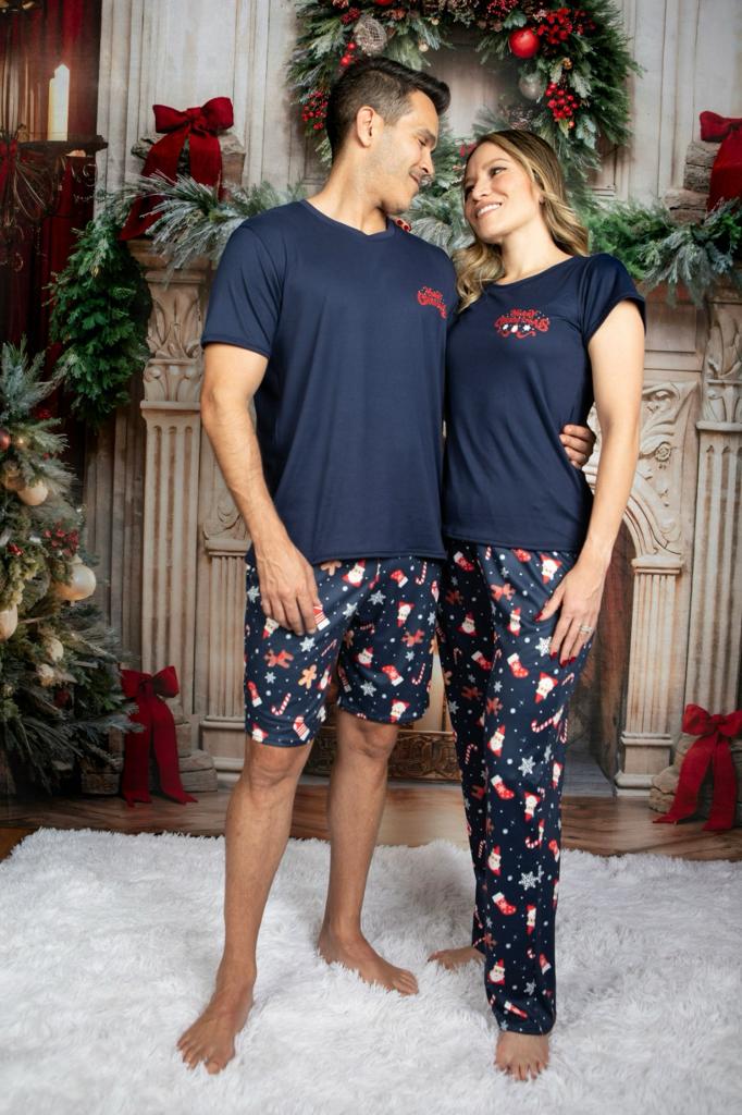 12120 SET NAVIDEÑO AZUL PANTALON  MUJER