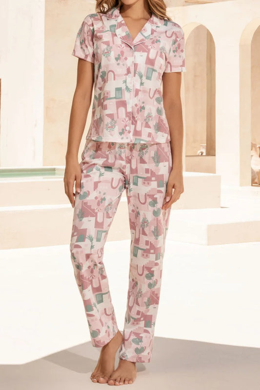 12439 SET PANTALON CAMISA BOTONES FIGURAS  PALO ROSA