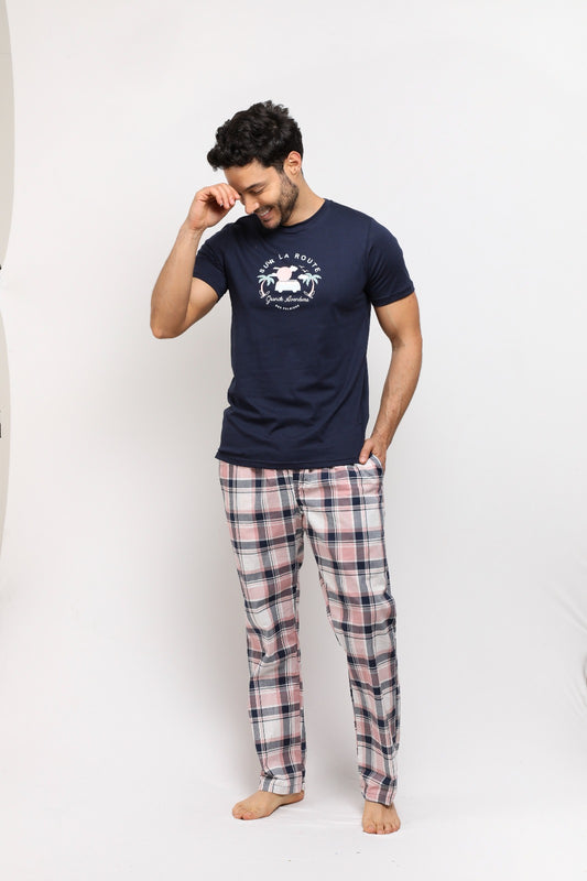 NMRP30007 SET PANTALON HOMBRE CUADRICULADO ROSA