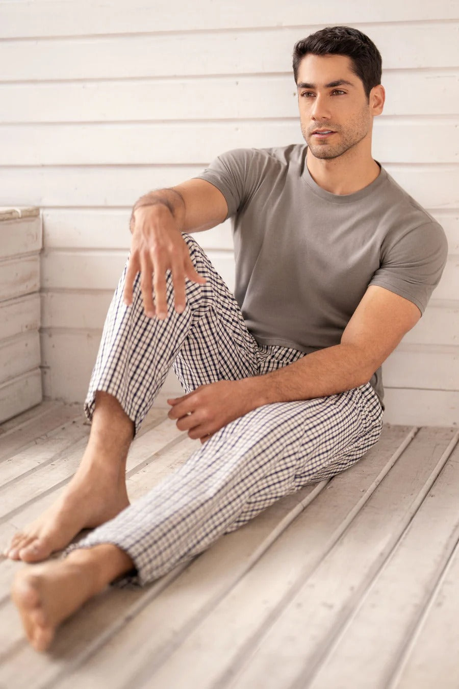 23138 SET PANTALON HOMBRE CUADRICULADO VERDE