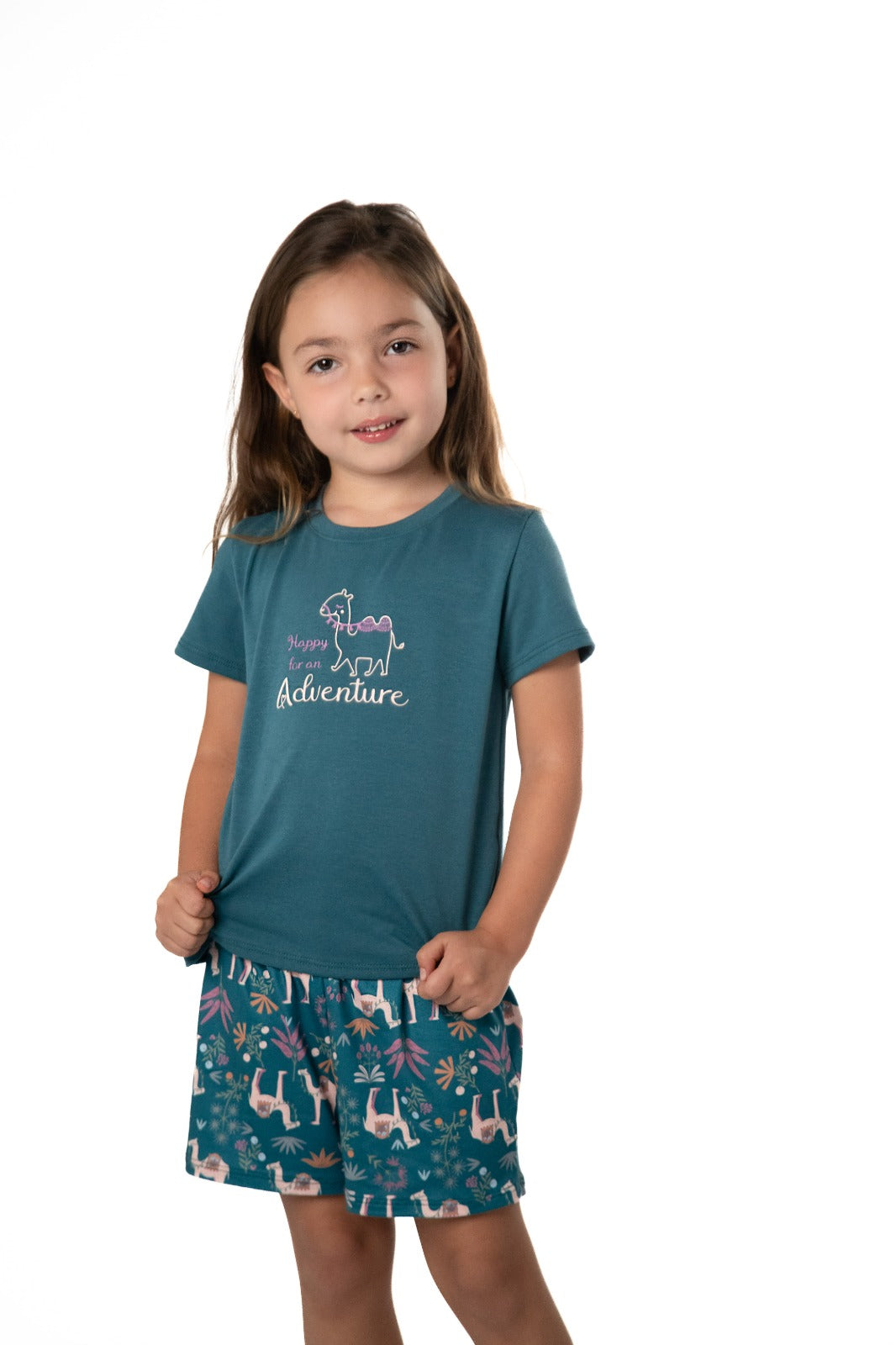 TGIP10037 PIJAMA SHORT NIÑA CAMELLOS AZUL