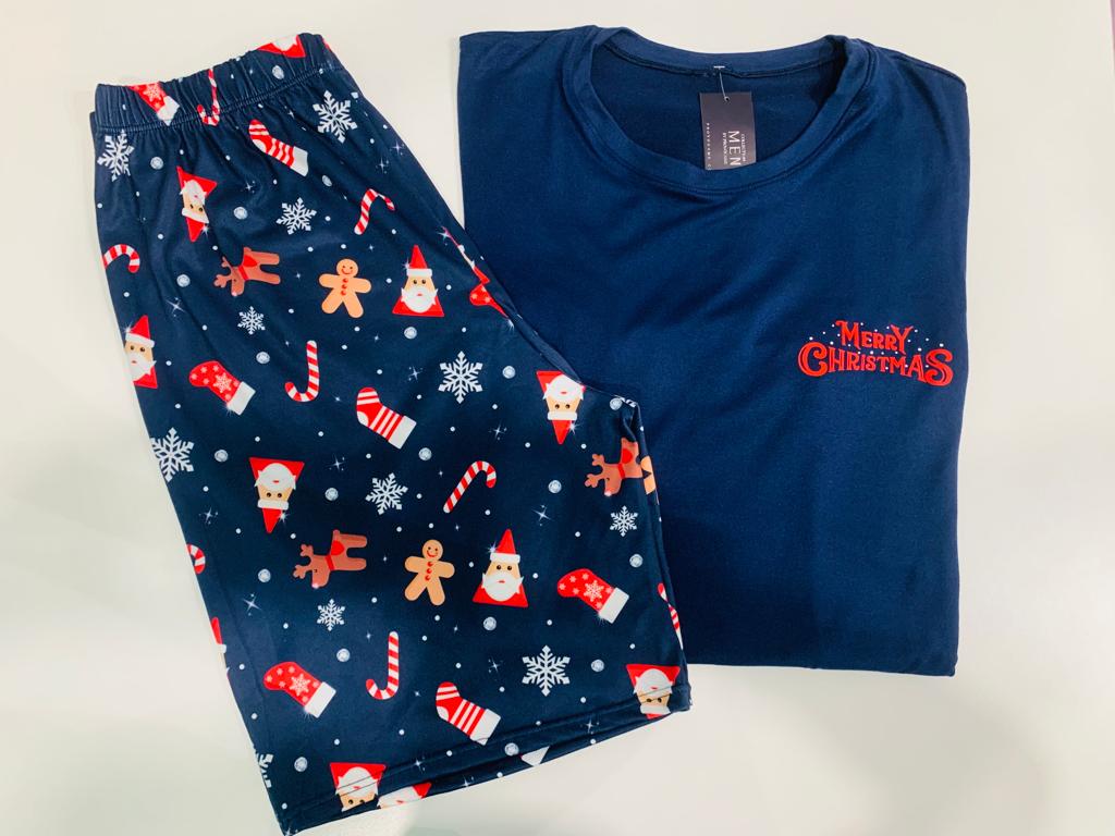 12121 SET SHORT NAVIDEÑO AZUL HOMBRE