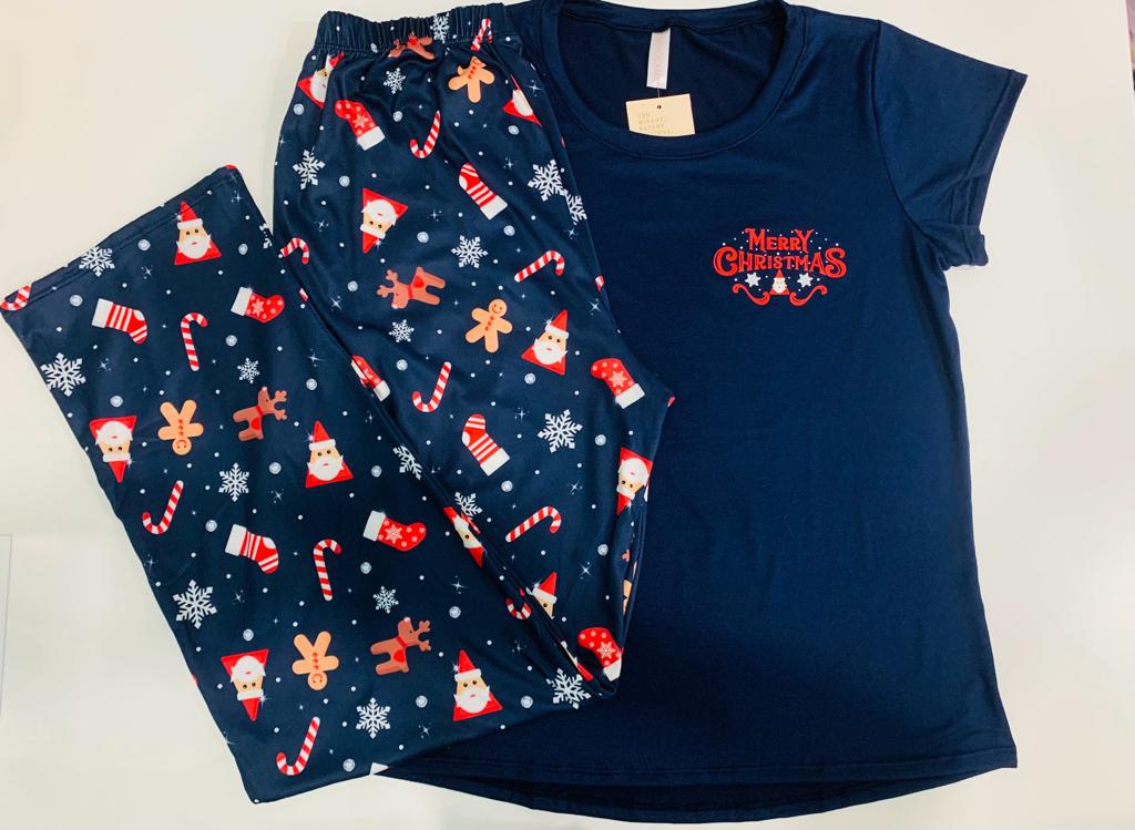 12120 SET NAVIDEÑO AZUL PANTALON  MUJER
