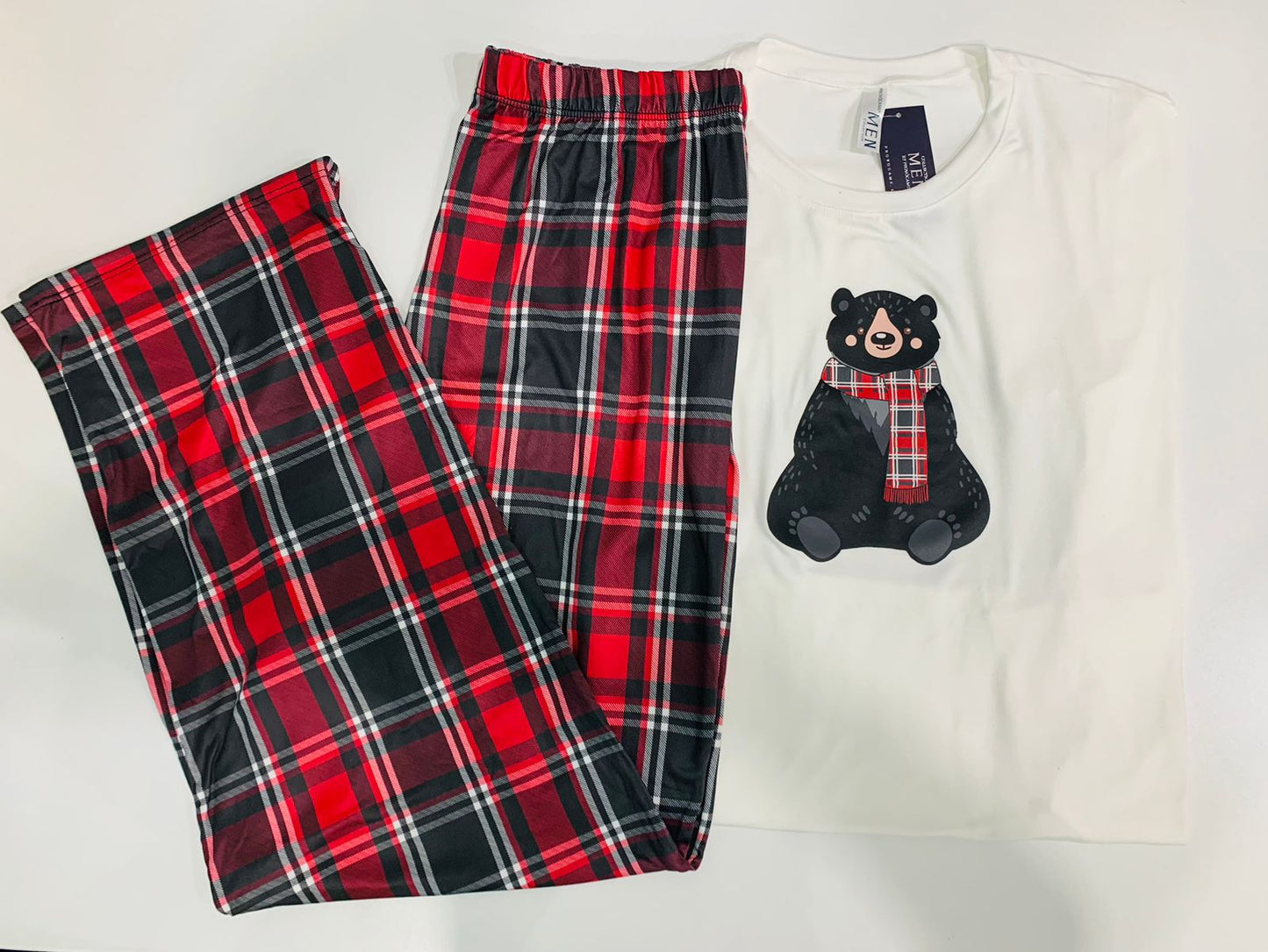12118 SET NAVIDEÑO  ROJO CUADRICULADO PANTALON HOMBRE